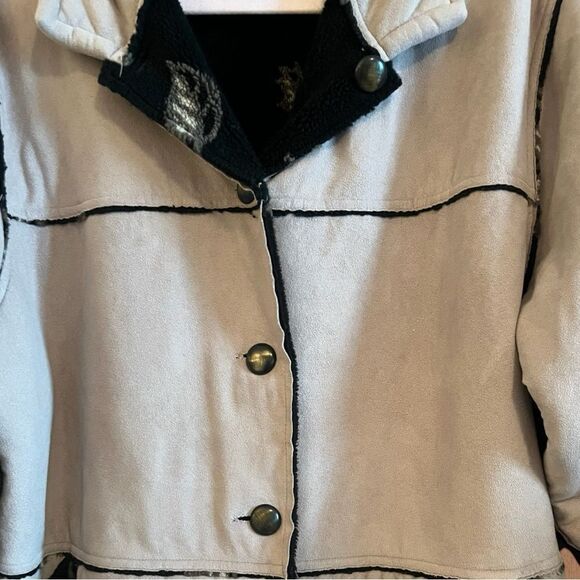 Vintage reversible jacket, faux suede one side fleece other side - Picture 4 of 6